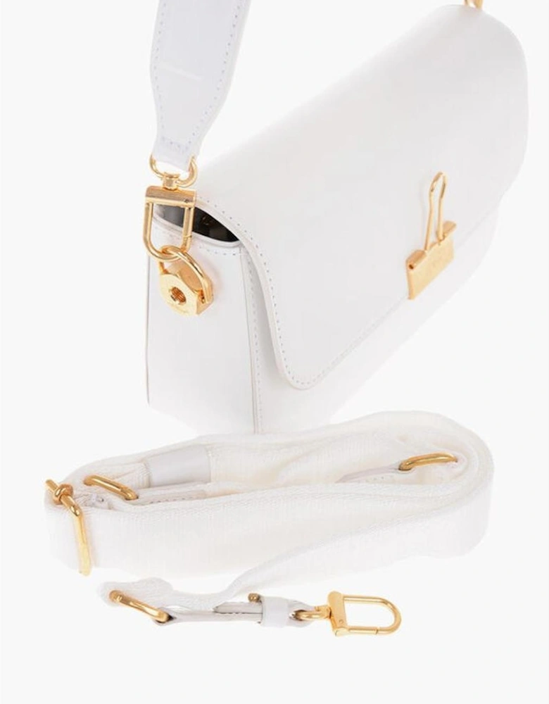 Leather Logo Shoulder Bag with Internal Pocket Women - White