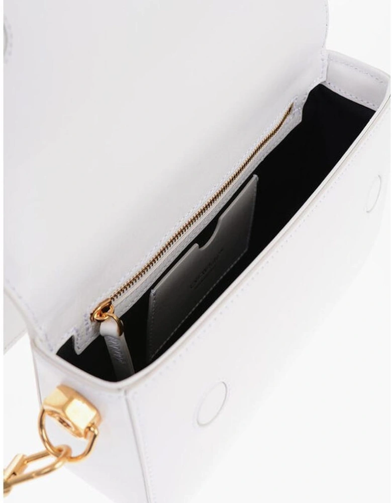 Leather Logo Shoulder Bag with Internal Pocket Women - White