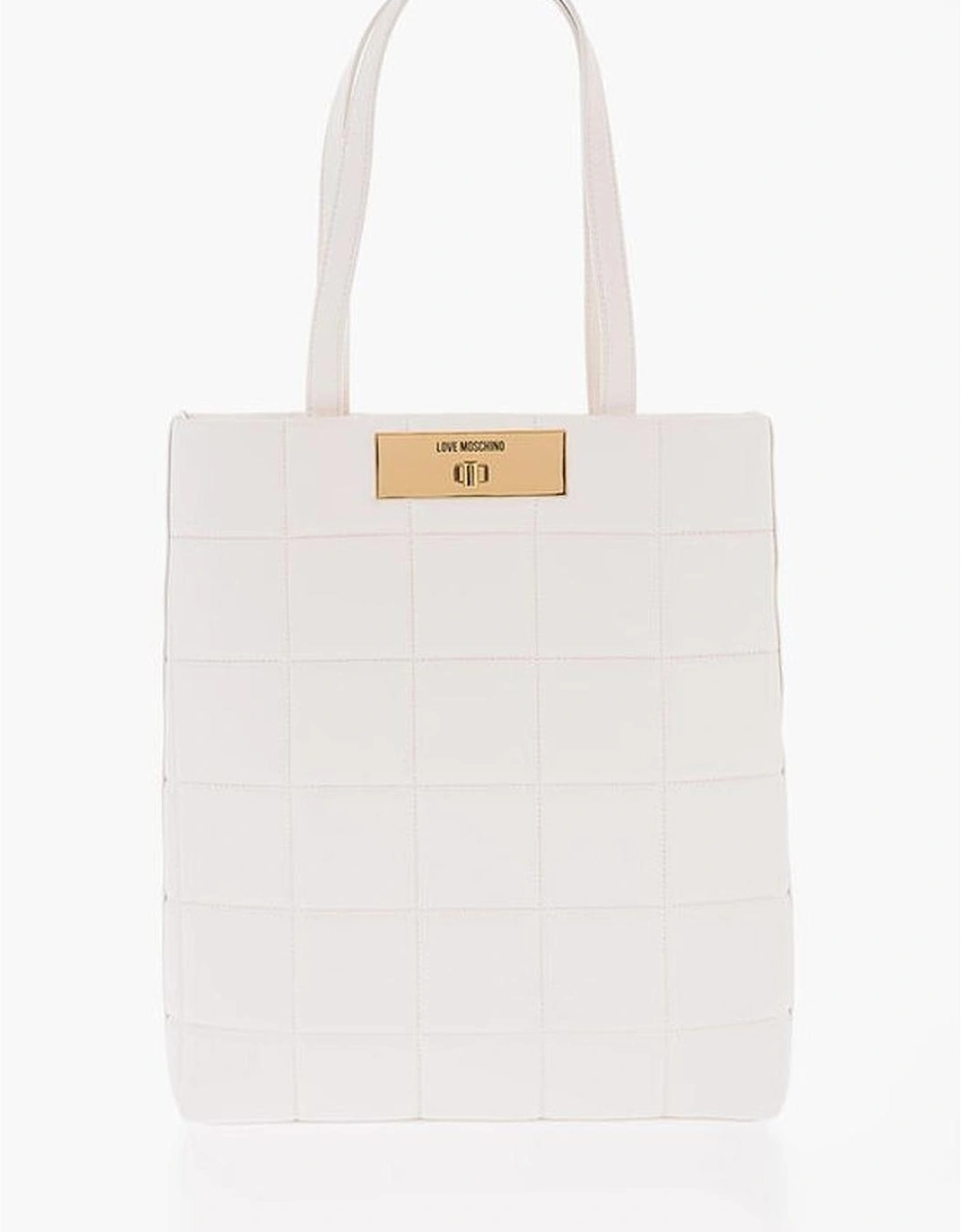 Solid Metal Double Handle Handbag Women - White Tote Bags, 5 of 4