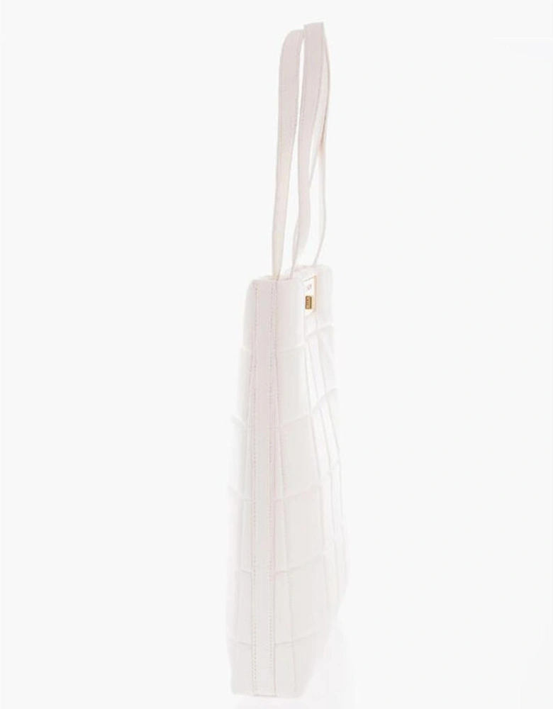 Solid Metal Double Handle Handbag Women - White Tote Bags