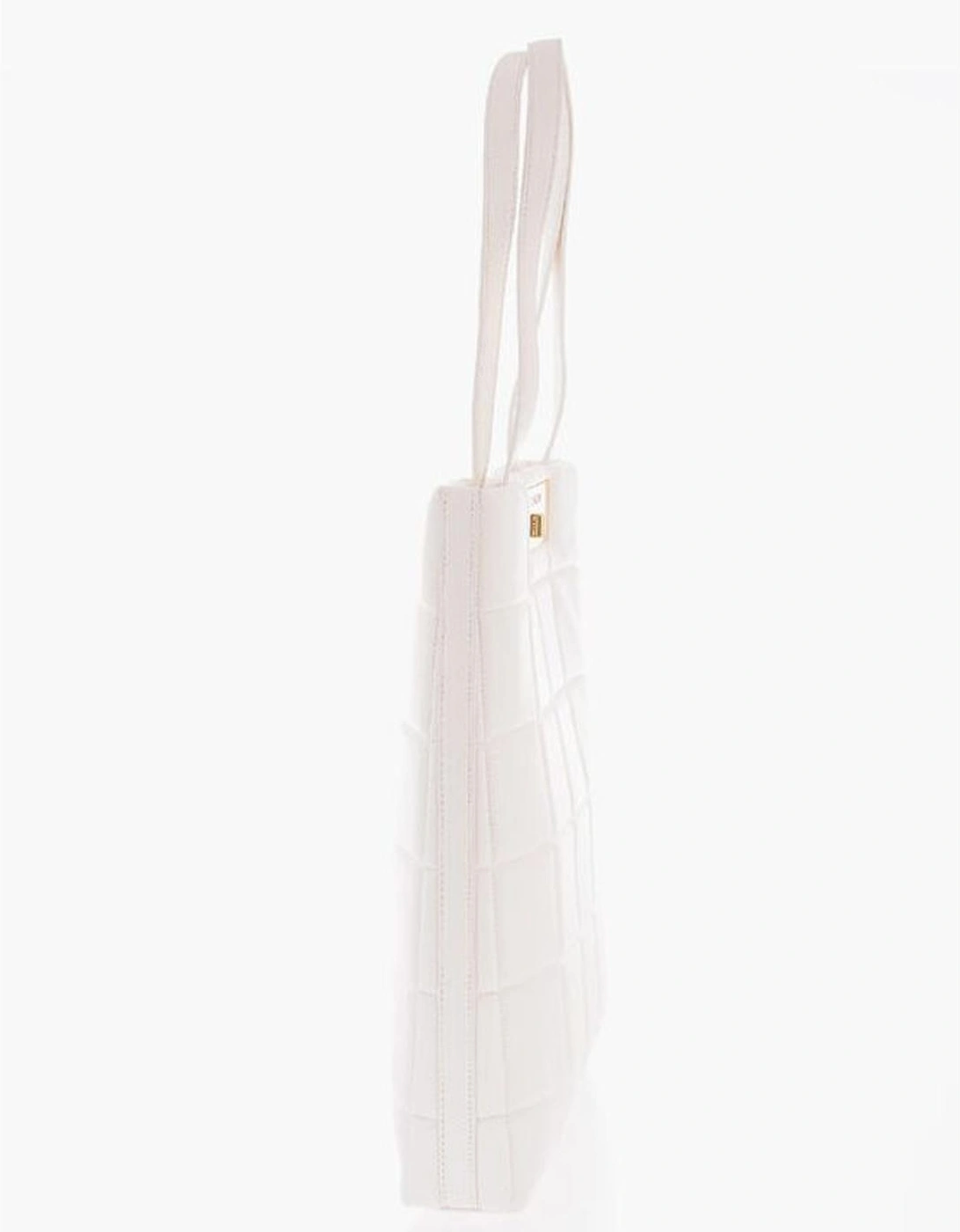 Solid Metal Double Handle Handbag Women - White Tote Bags