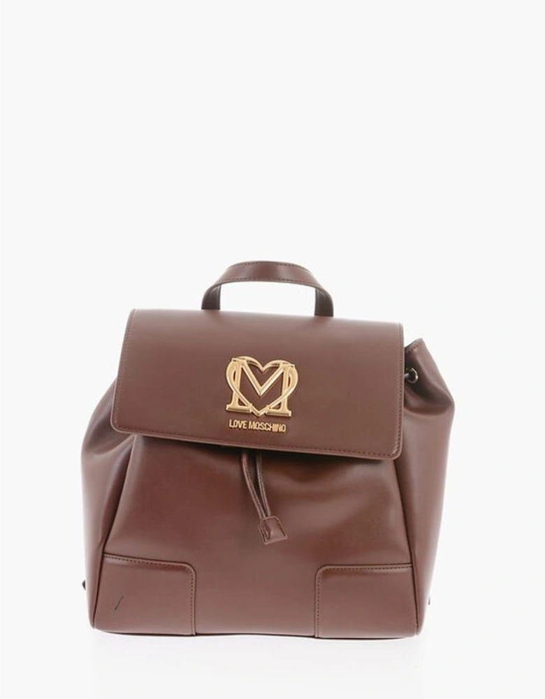 Logo Metal Shoulder Bag with Adjustable Strap Women - Brown Backpacks