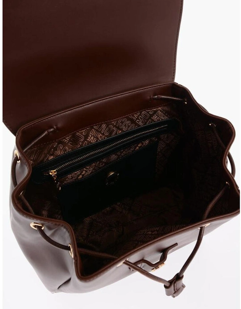 Logo Metal Shoulder Bag with Adjustable Strap Women - Brown Backpacks