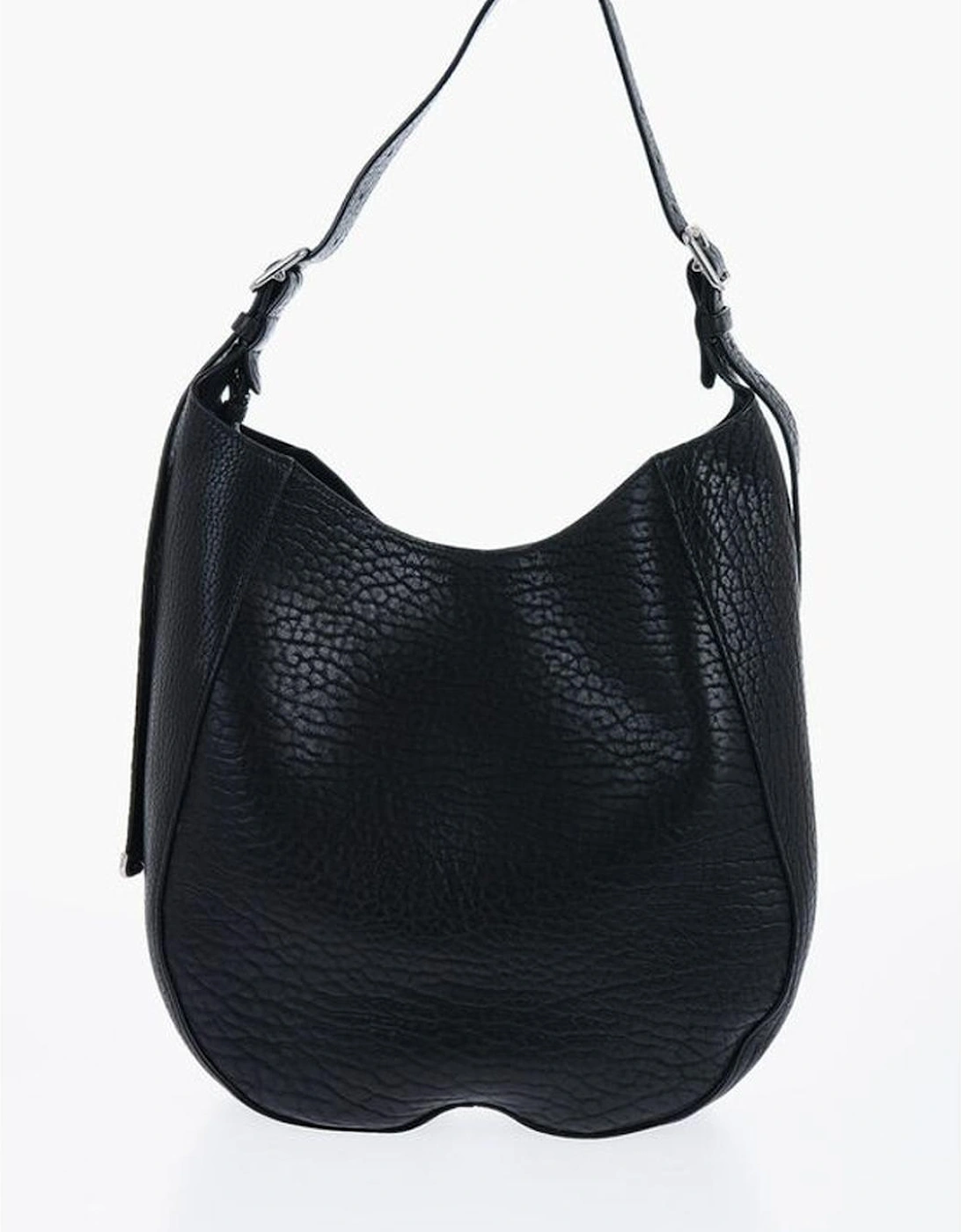 Textured Leather Shoulder Bag with Adjustable Strap Women - Black, 5 of 4