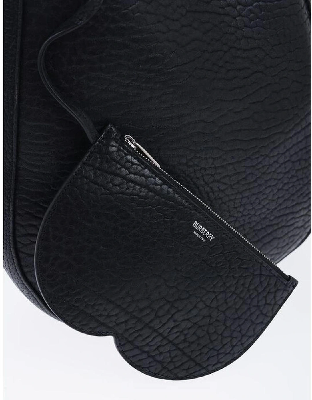 Textured Leather Shoulder Bag with Adjustable Strap Women - Black