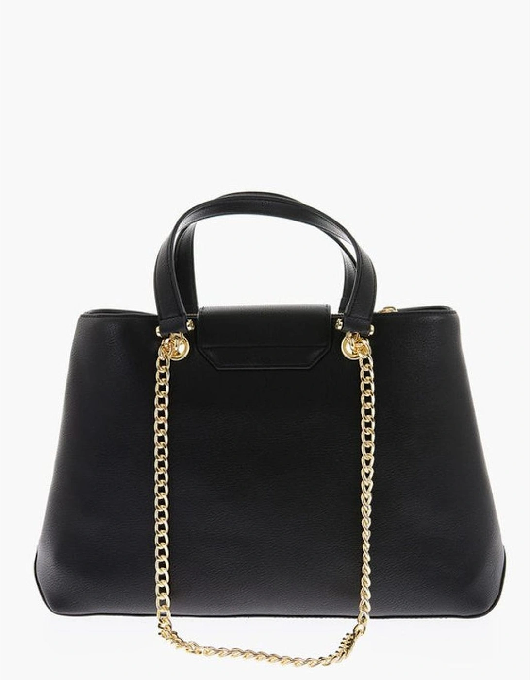 Solid Logo Shoulder Handbag with Metal Detail Women - Black Tote Bags
