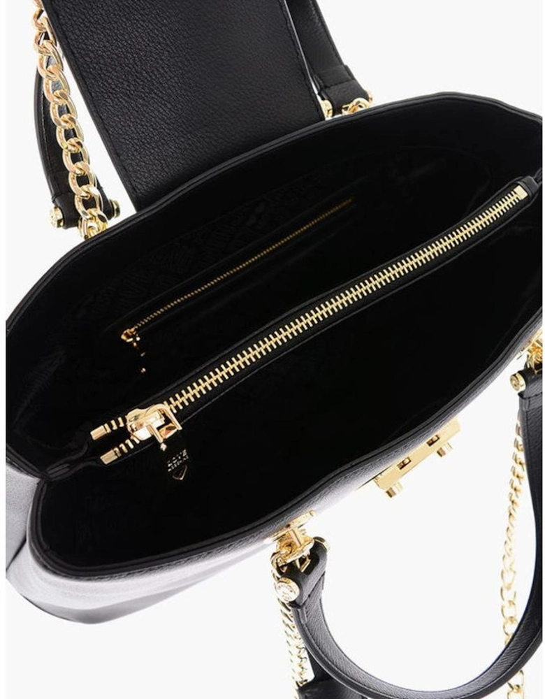 Solid Logo Shoulder Handbag with Metal Detail Women - Black Tote Bags