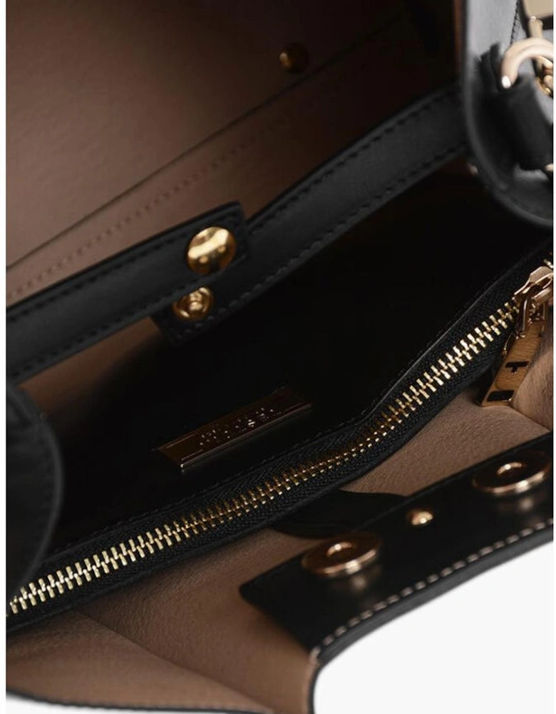 Leather Shoulder Bag with Removable Strap Women - Black