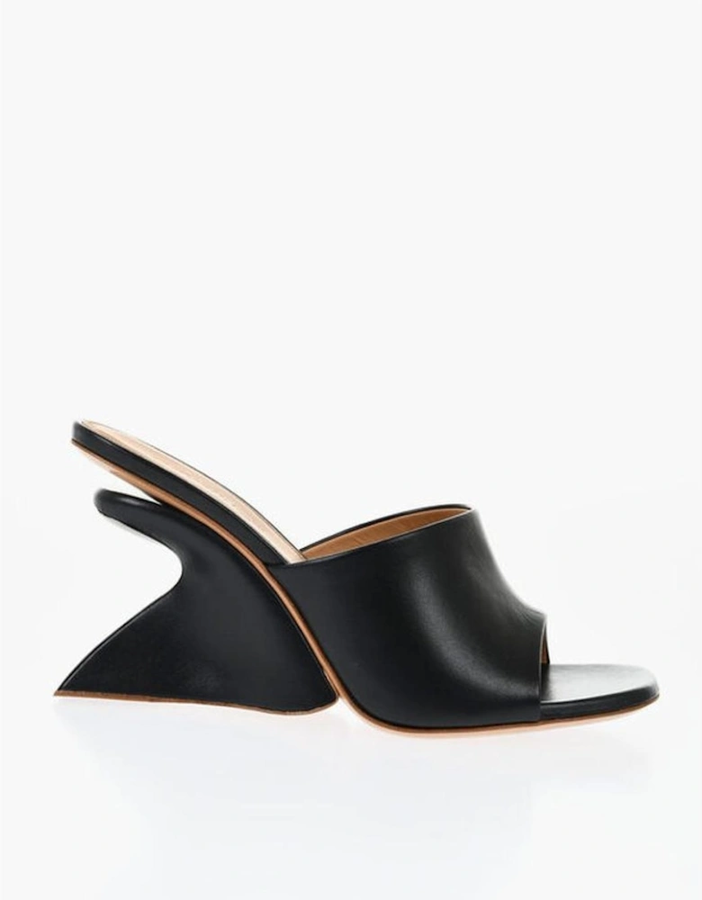 Leather Slip-On Wedge Sandals Women - Black
