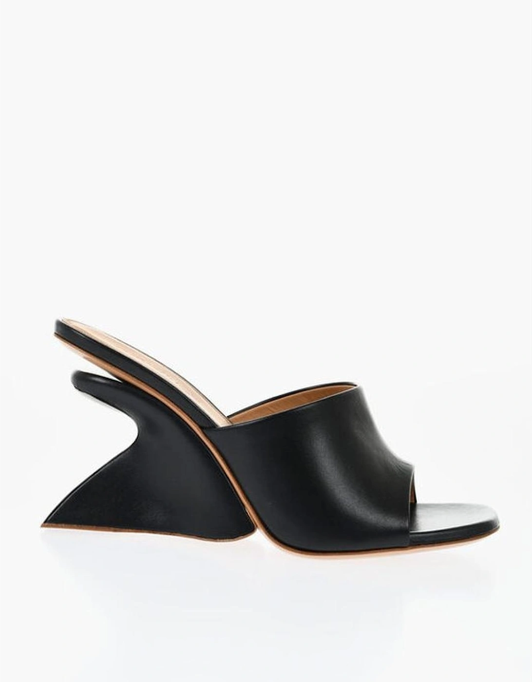 Leather Slip-On Wedge Sandals Women - Black