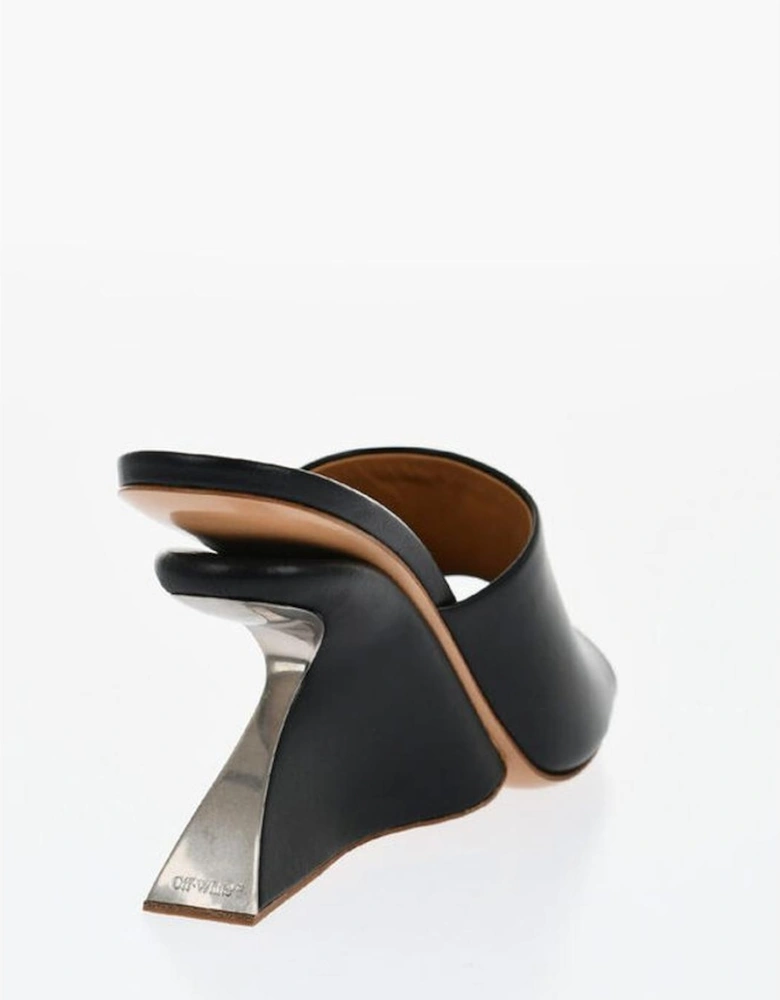 Leather Slip-On Wedge Sandals Women - Black