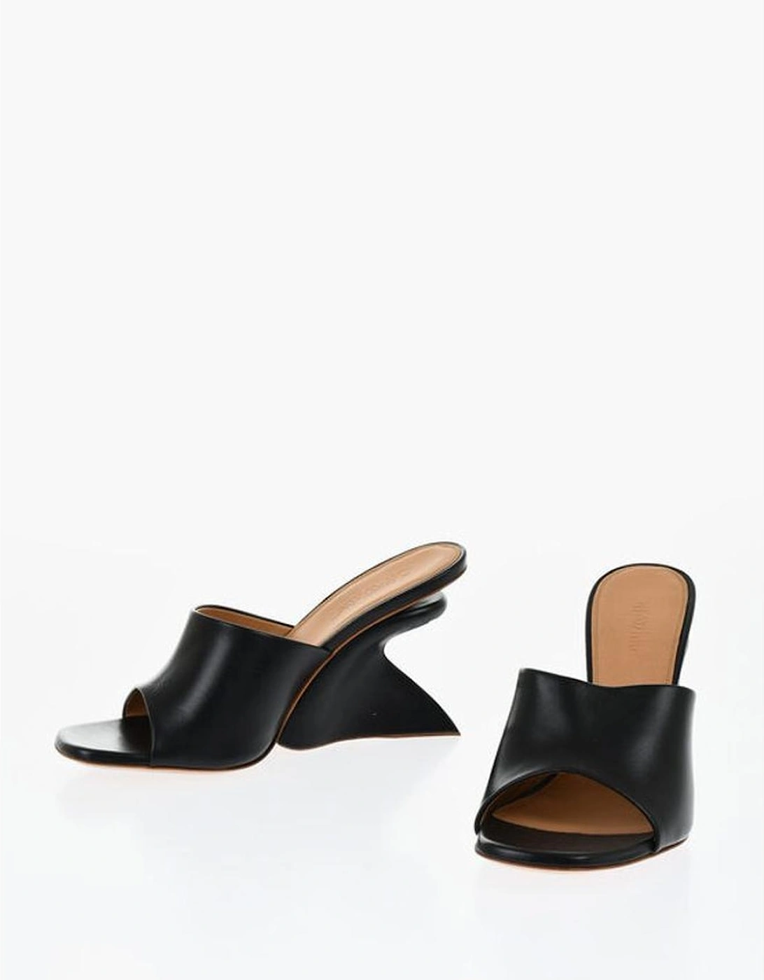Leather Slip-On Wedge Sandals Women - Black, 5 of 4