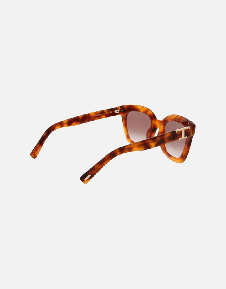 Acetate Square Sunglasses with Mirrored Rose Lenses Women - Brown