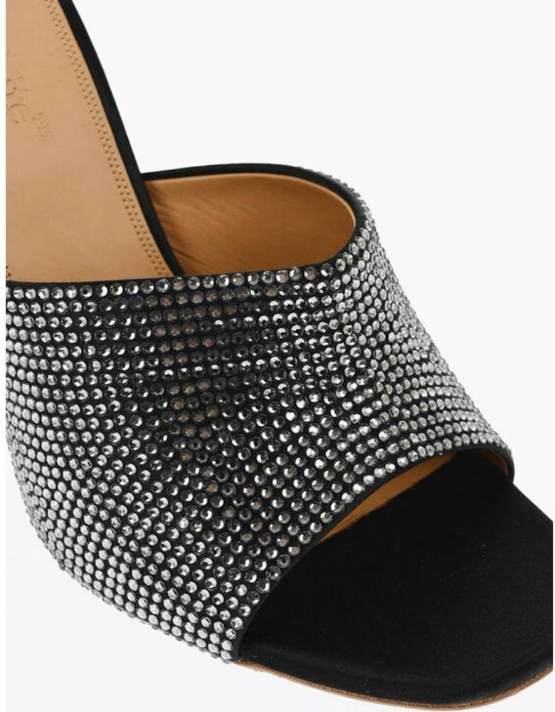 Slip-On Shiny Square-Toe Shoes Women - Black Sandals