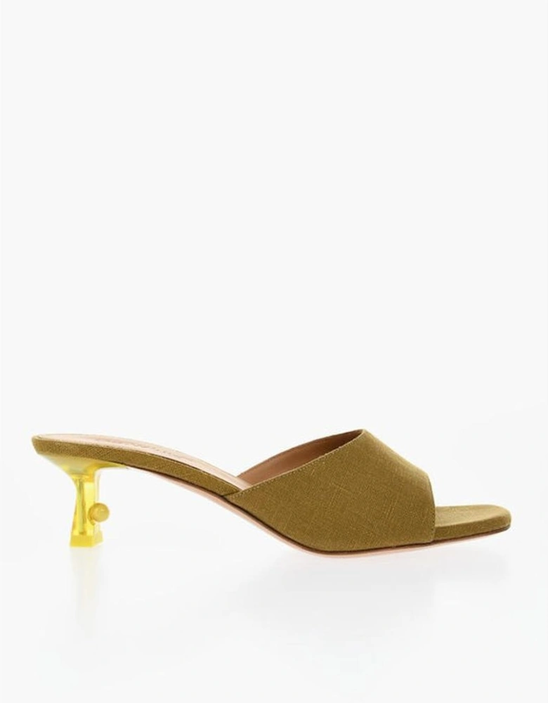 Spool Heel Slip-On Canvas Shoes Women - Green Sandals