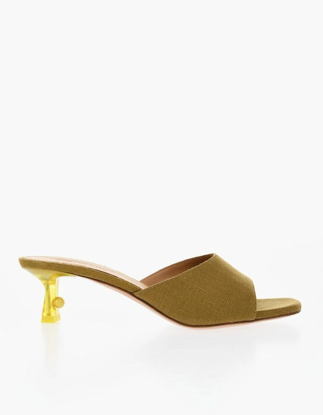 Spool Heel Slip-On Canvas Shoes Women - Green Sandals