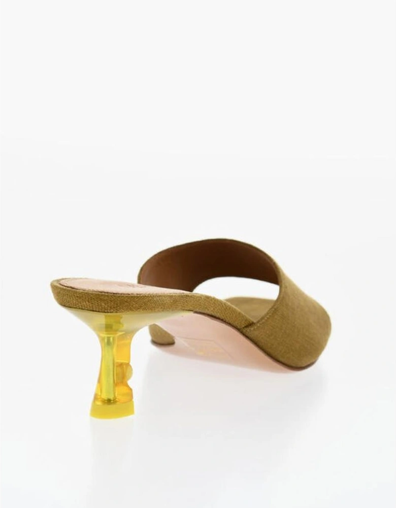 Spool Heel Slip-On Canvas Shoes Women - Green Sandals