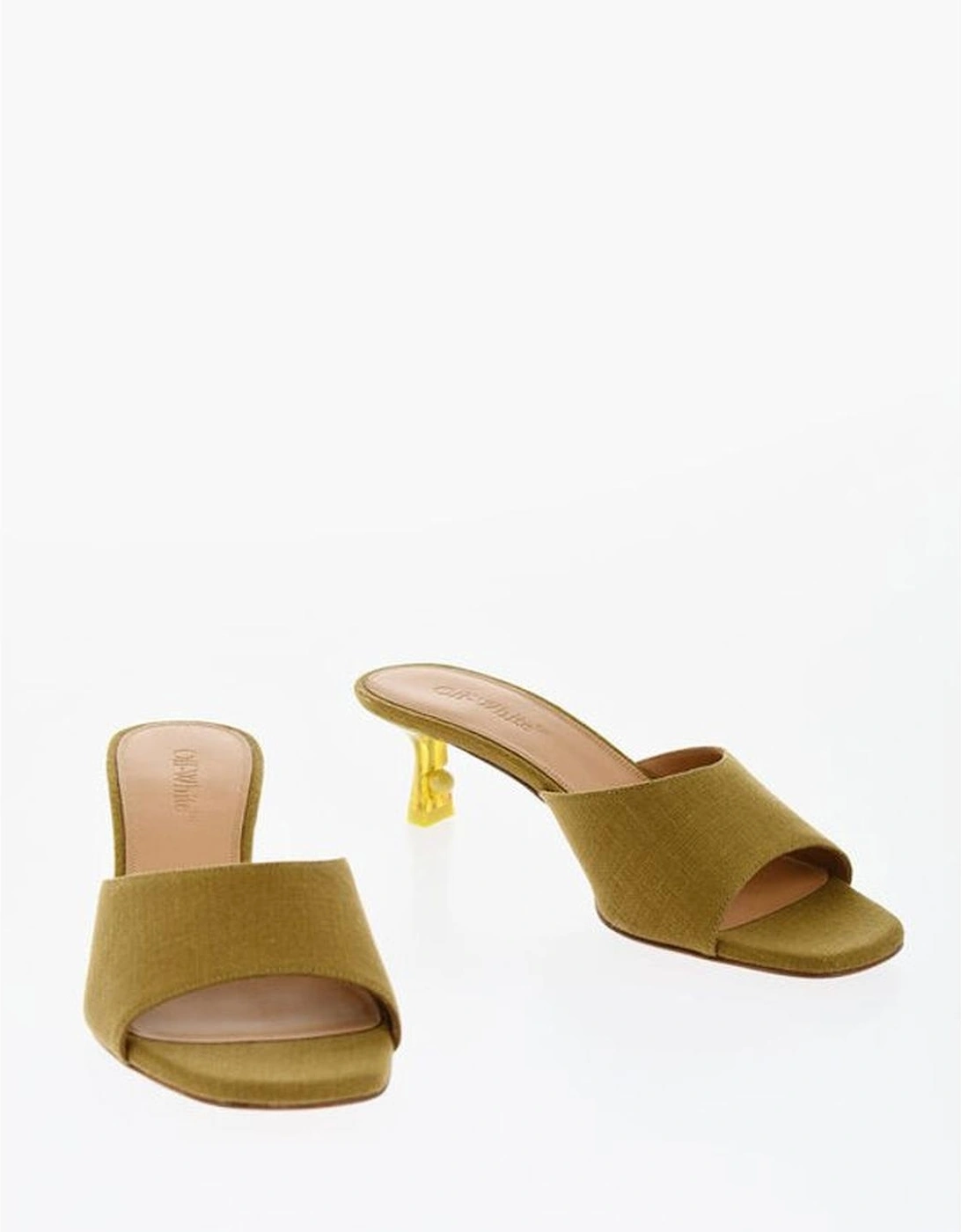 Spool Heel Slip-On Canvas Shoes Women - Green Sandals, 5 of 4