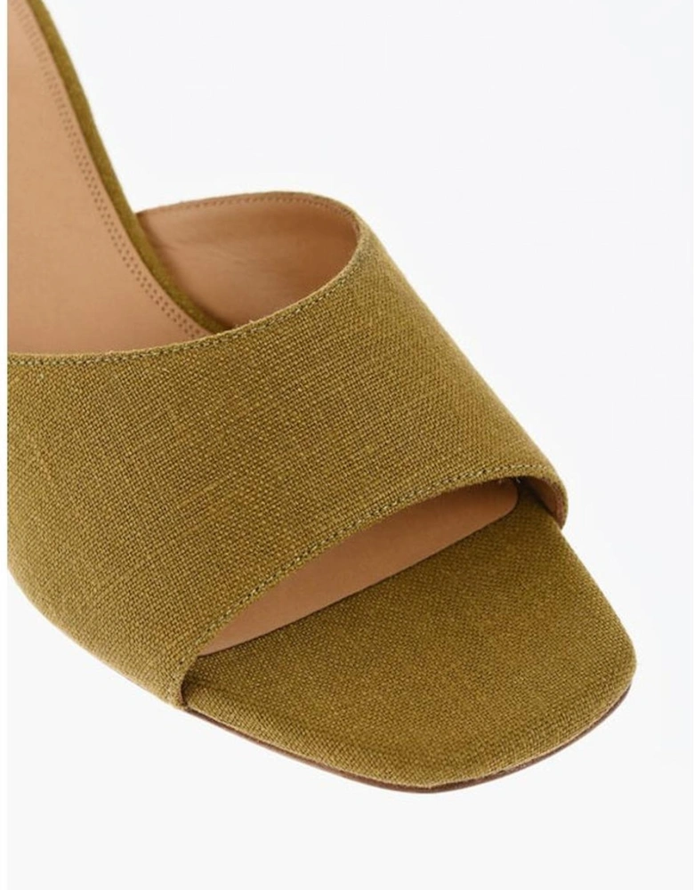 Spool Heel Slip-On Canvas Shoes Women - Green Sandals