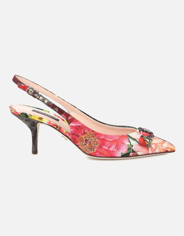 Slingback Heels with Patchwork and Bow Detail Women - Multicolor