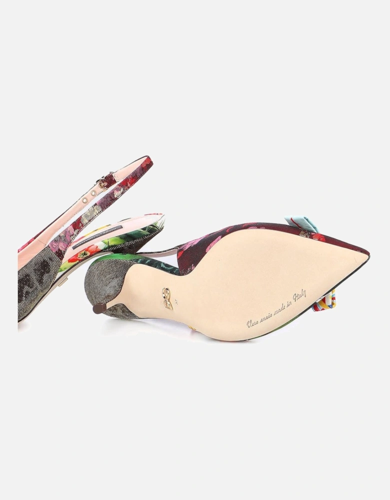 Slingback Heels with Patchwork and Bow Detail Women - Multicolor