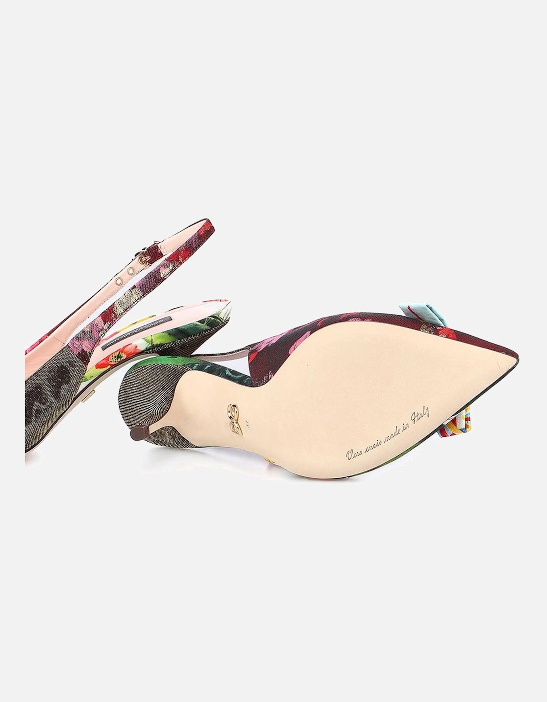Slingback Heels with Patchwork and Bow Detail Women - Multicolor