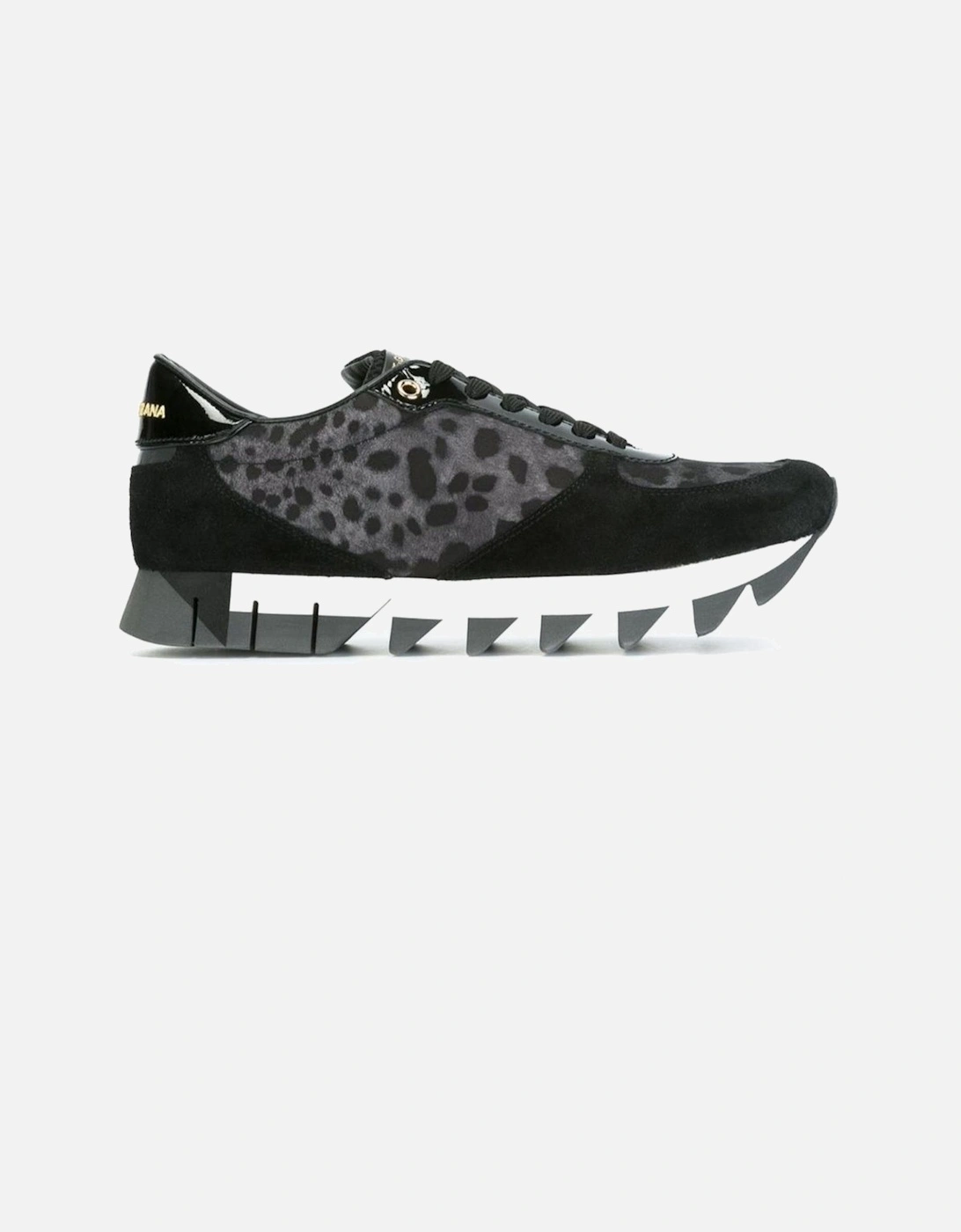 Leopard Print Suede and Fabric Sneakers Women - Black, 5 of 4