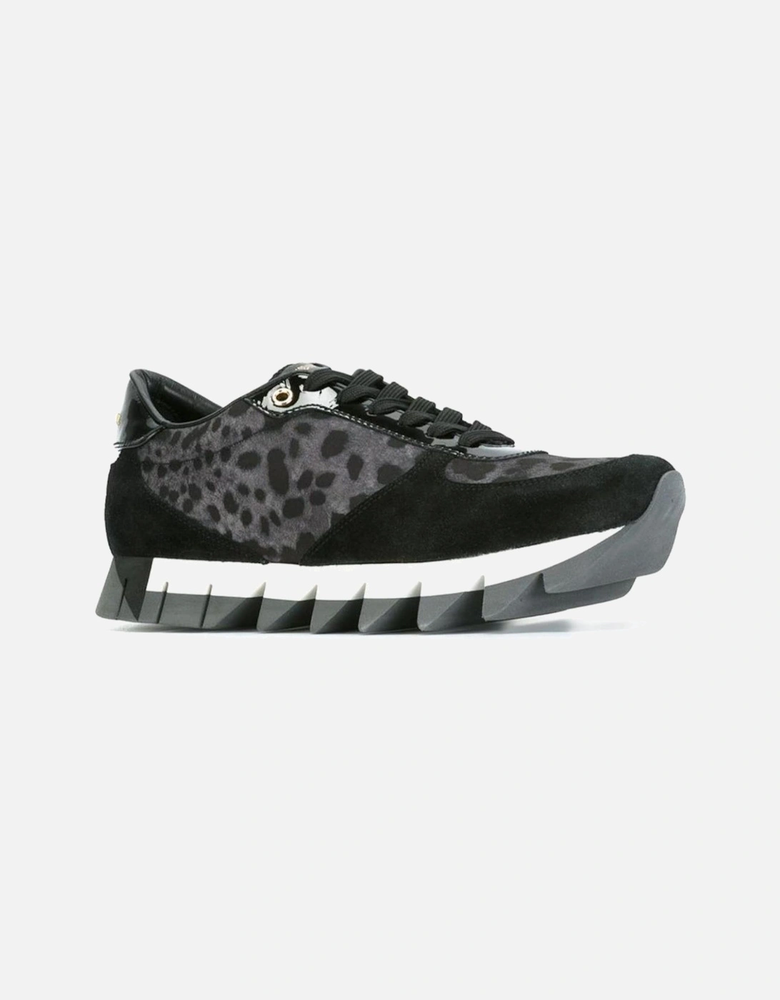 Leopard Print Suede and Fabric Sneakers Women - Black