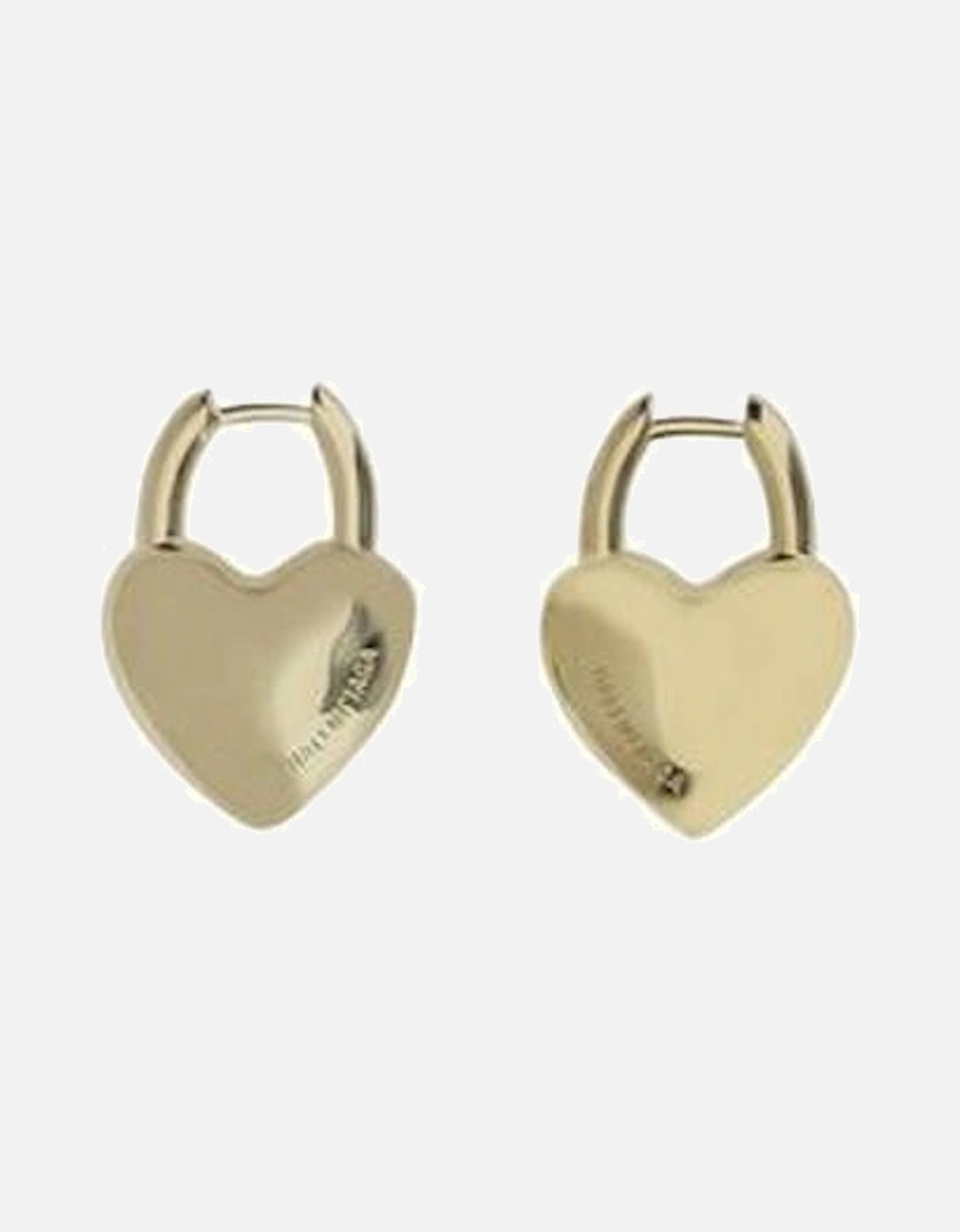 Heart-Shaped Pendant Earrings with Engraved Logo Women - Gold, 3 of 2
