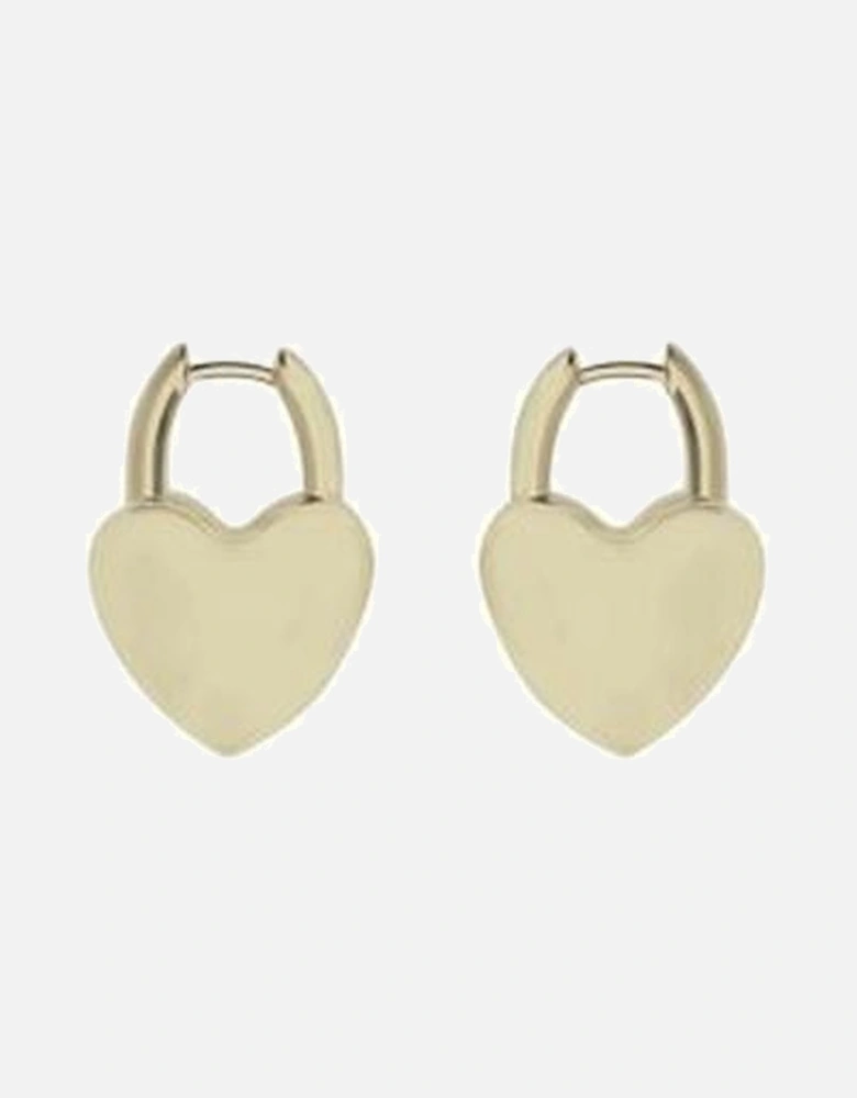 Heart-Shaped Pendant Earrings with Engraved Logo Women - Gold