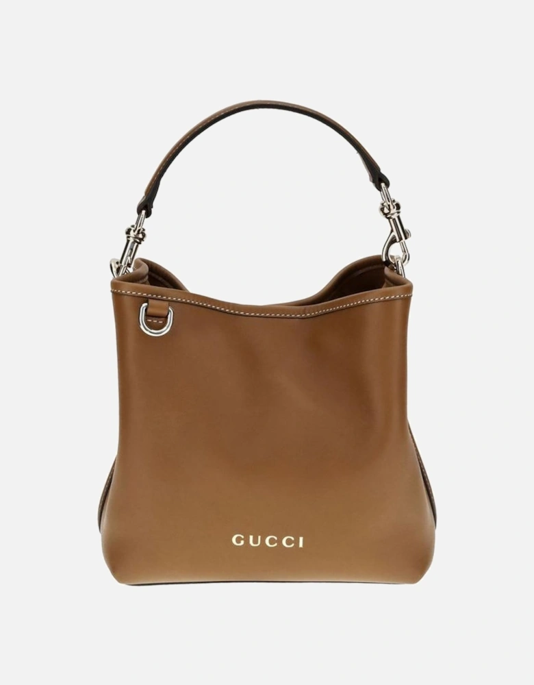 GG Emblem Leather Bucket Bag Women - Brown Satchel Bags