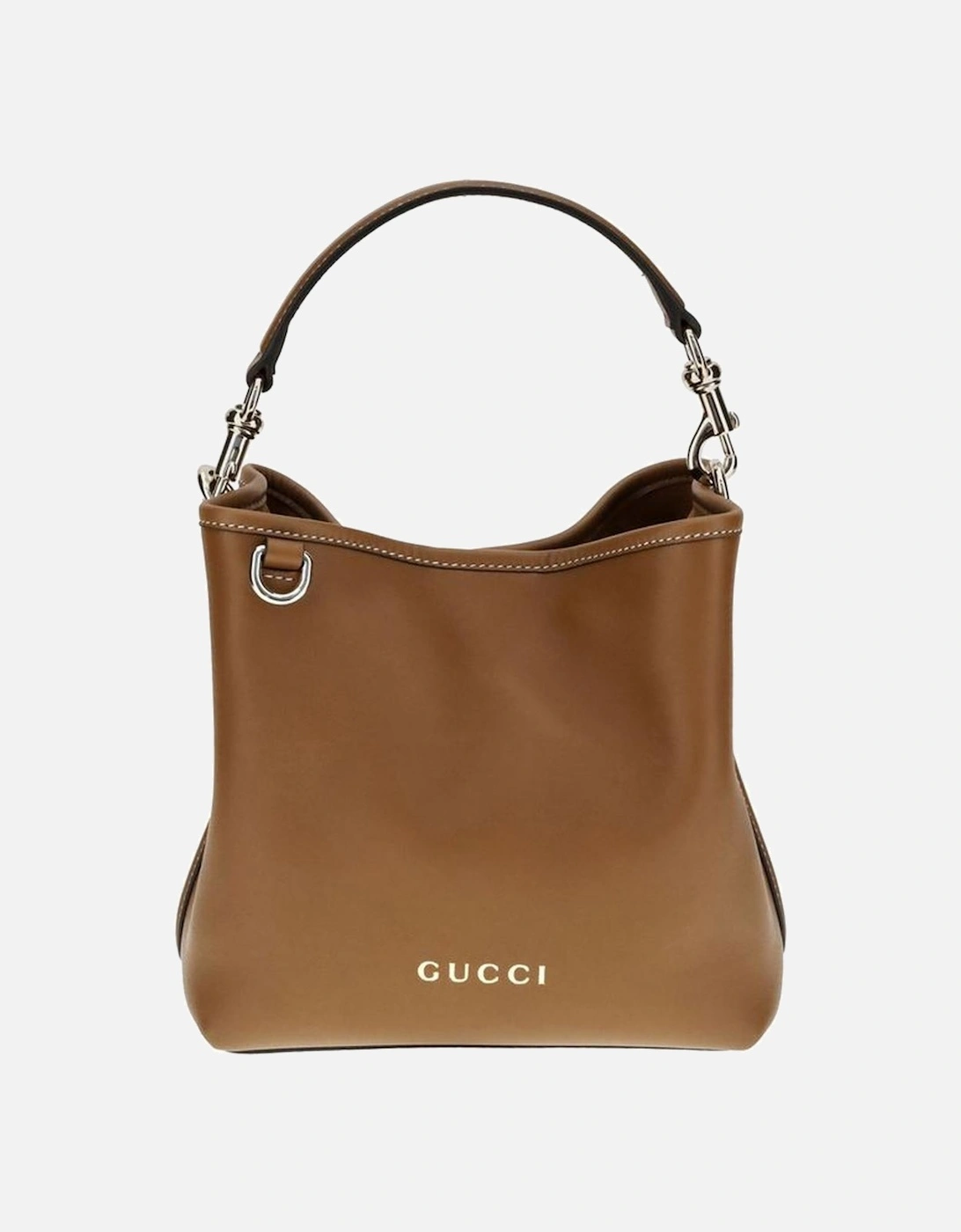 GG Emblem Leather Bucket Bag Women - Brown Satchel Bags, 5 of 4