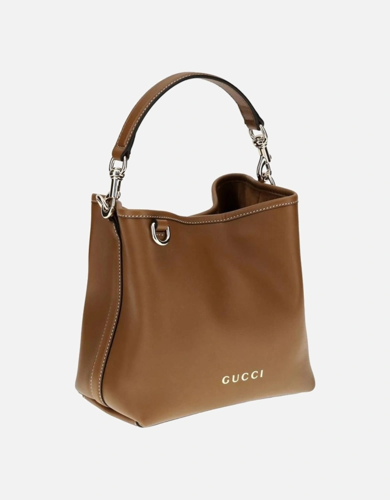 GG Emblem Leather Bucket Bag Women - Brown Satchel Bags