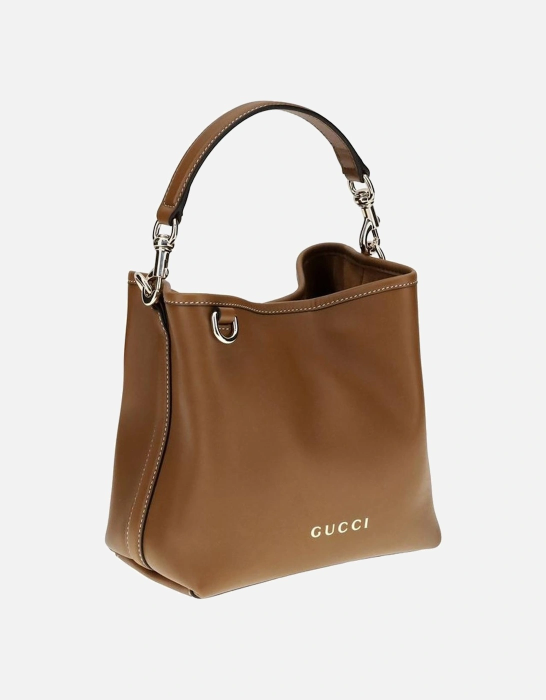 GG Emblem Leather Bucket Bag Women - Brown Satchel Bags