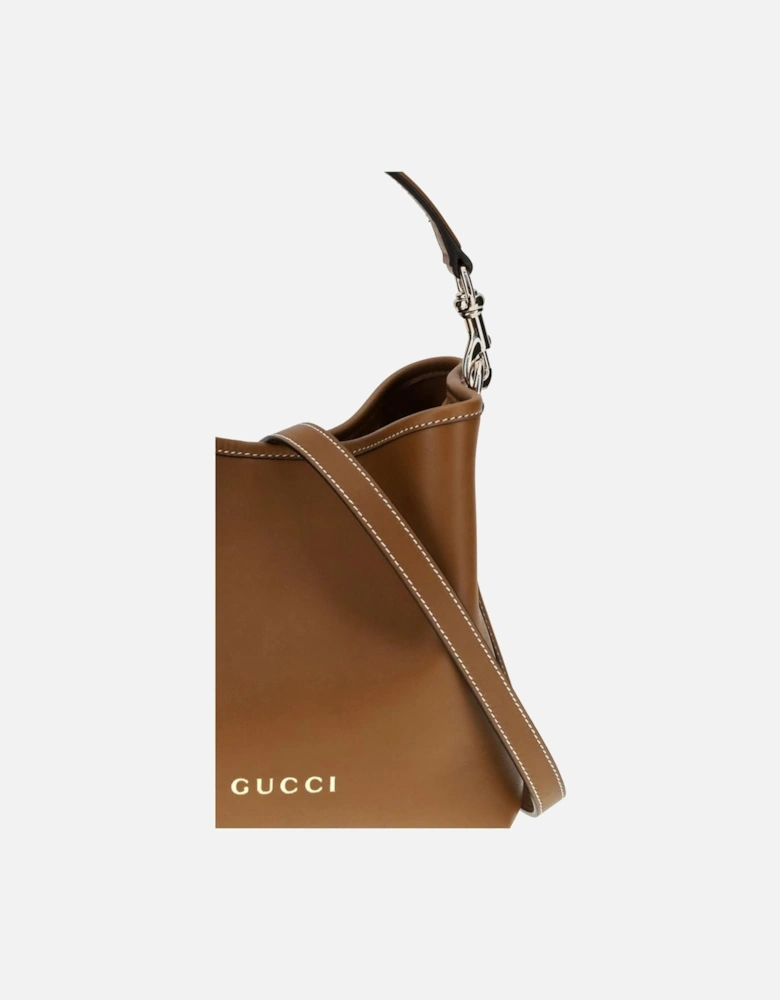 GG Emblem Leather Bucket Bag Women - Brown Satchel Bags