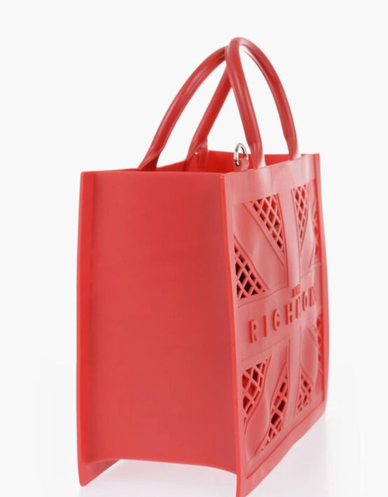 Solid Color Handbag with Adjustable Strap Women - Red Tote Bags