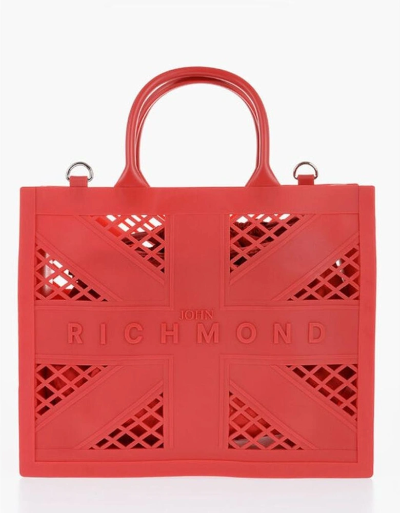 Solid Color Handbag with Adjustable Strap Women - Red Tote Bags