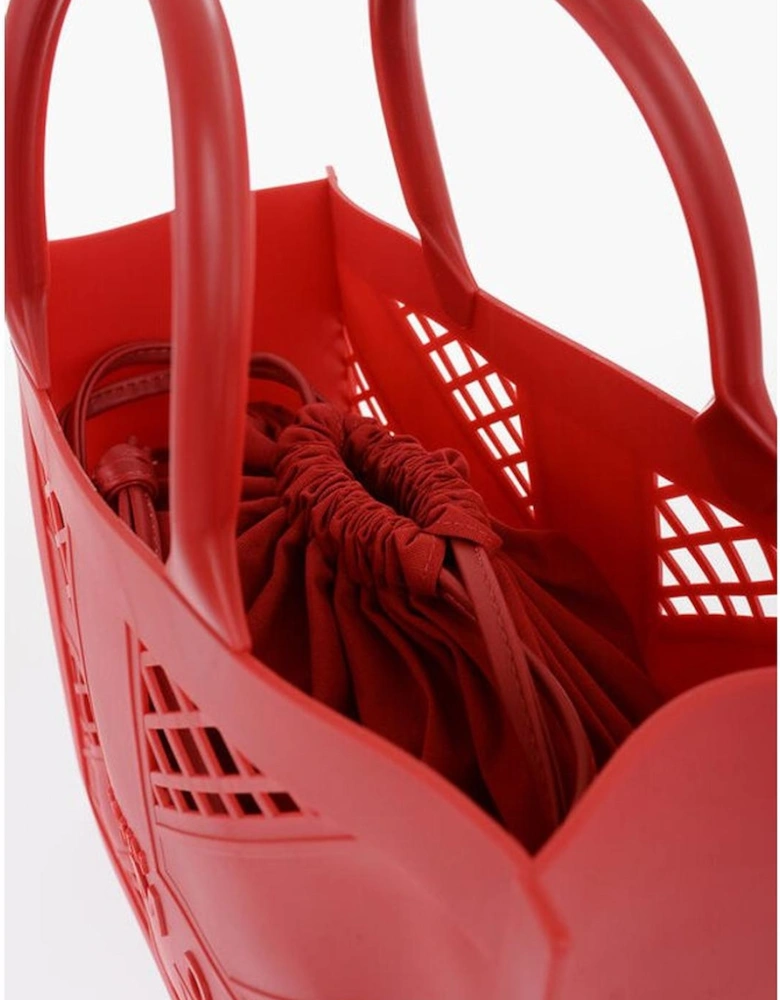 Solid Color Handbag with Adjustable Strap Women - Red Tote Bags