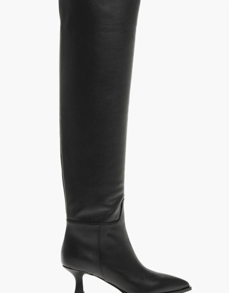Thigh-High Spool Heel Boots Women - Black