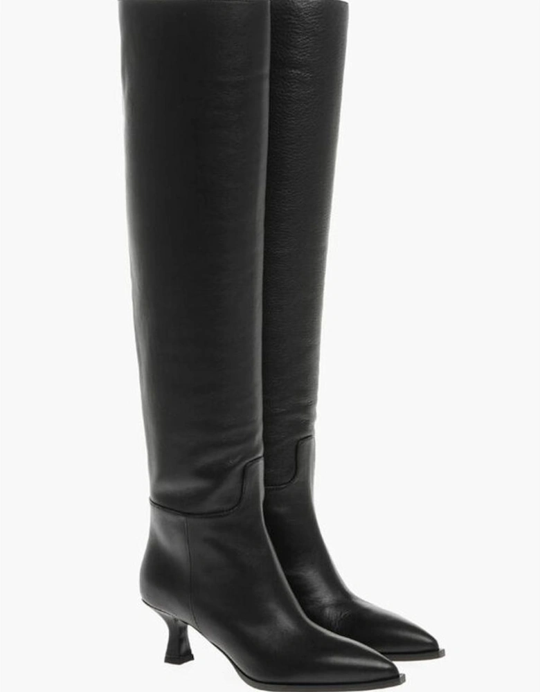 Thigh-High Spool Heel Boots Women - Black