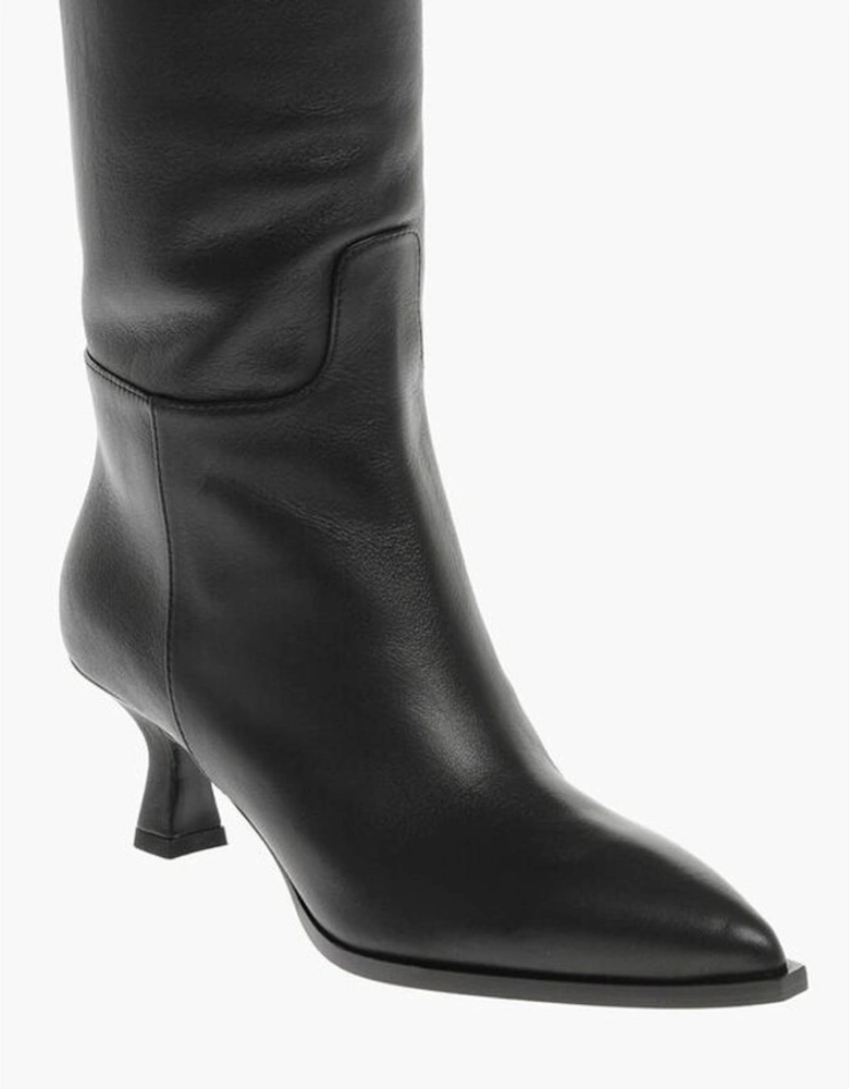 Thigh-High Spool Heel Boots Women - Black