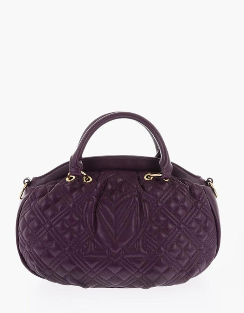 Solid Eco-Leather Handbag with Adjustable Strap Women - Purple Tote
