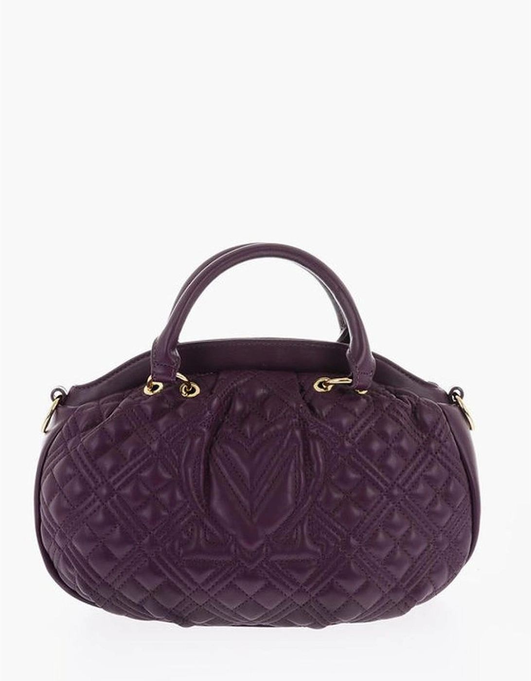 Solid Eco-Leather Handbag with Adjustable Strap Women - Purple Tote