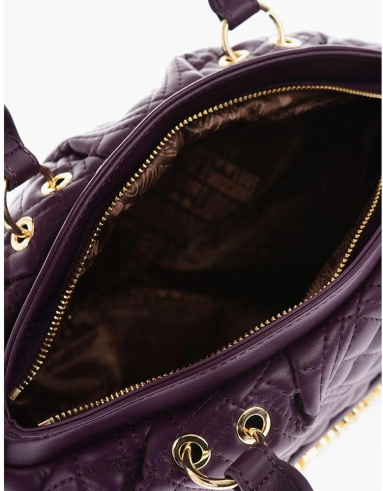 Solid Eco-Leather Handbag with Adjustable Strap Women - Purple Tote