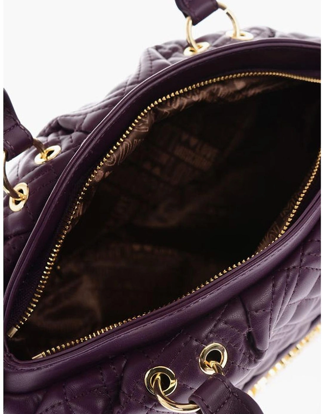Solid Eco-Leather Handbag with Adjustable Strap Women - Purple Tote