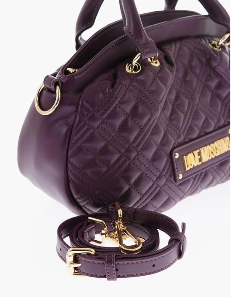 Solid Eco-Leather Handbag with Adjustable Strap Women - Purple Tote