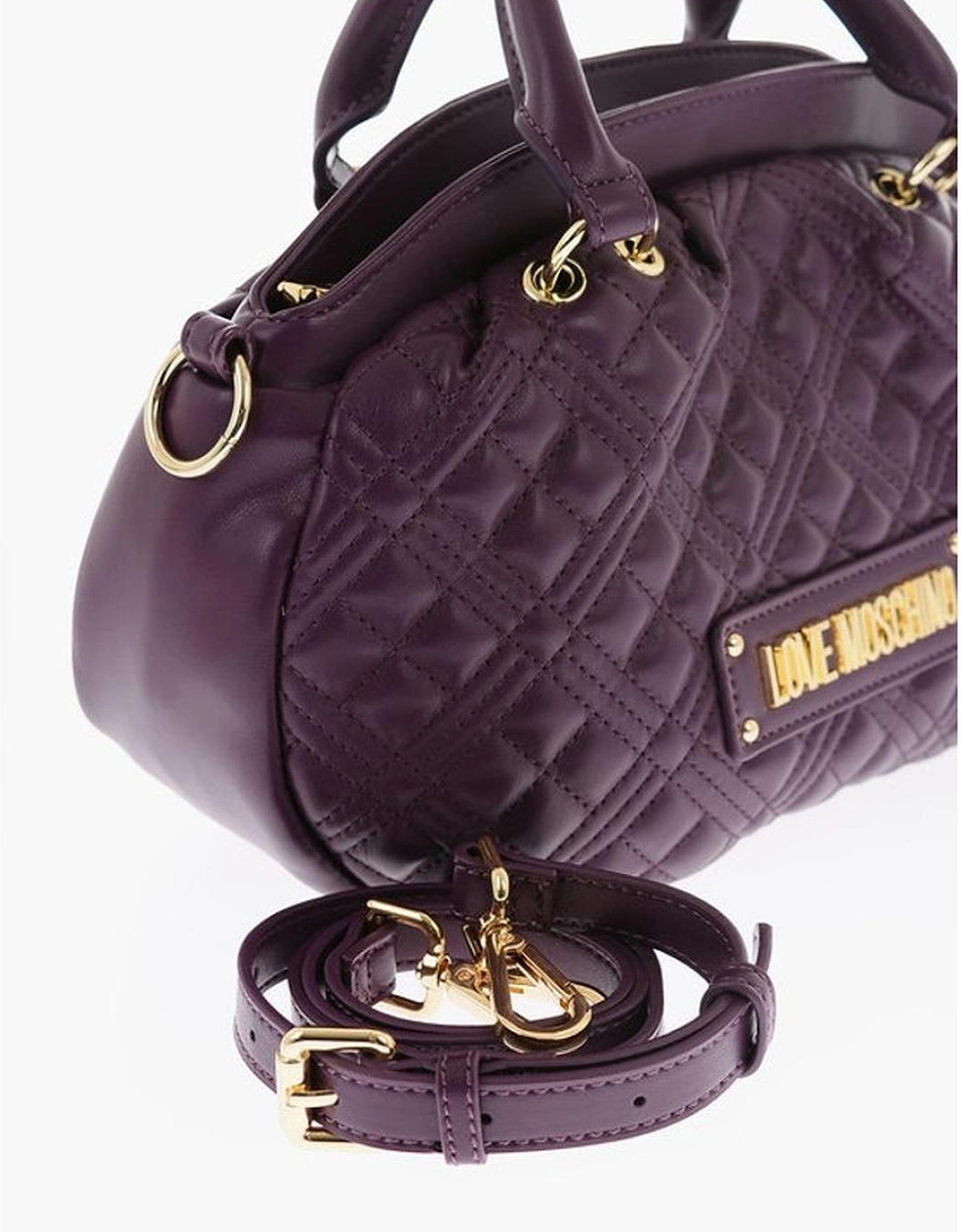 Solid Eco-Leather Handbag with Adjustable Strap Women - Purple Tote