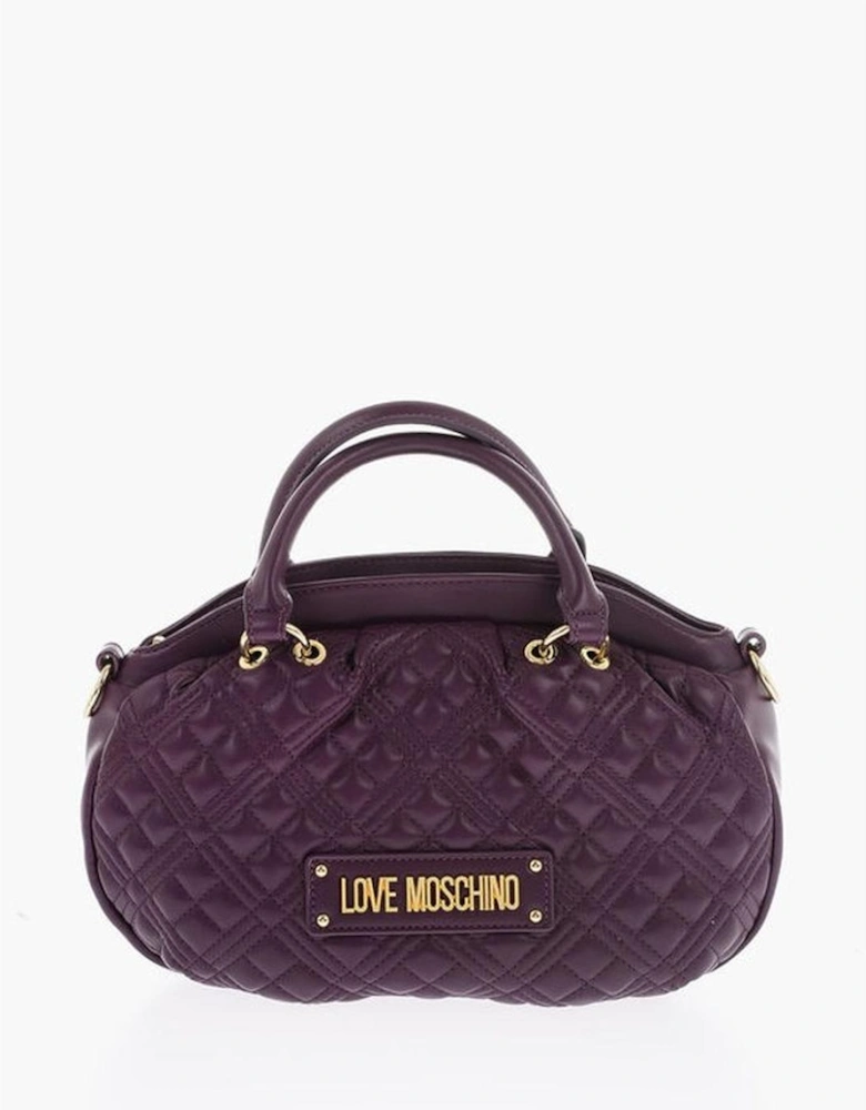 Solid Eco-Leather Handbag with Adjustable Strap Women - Purple Tote
