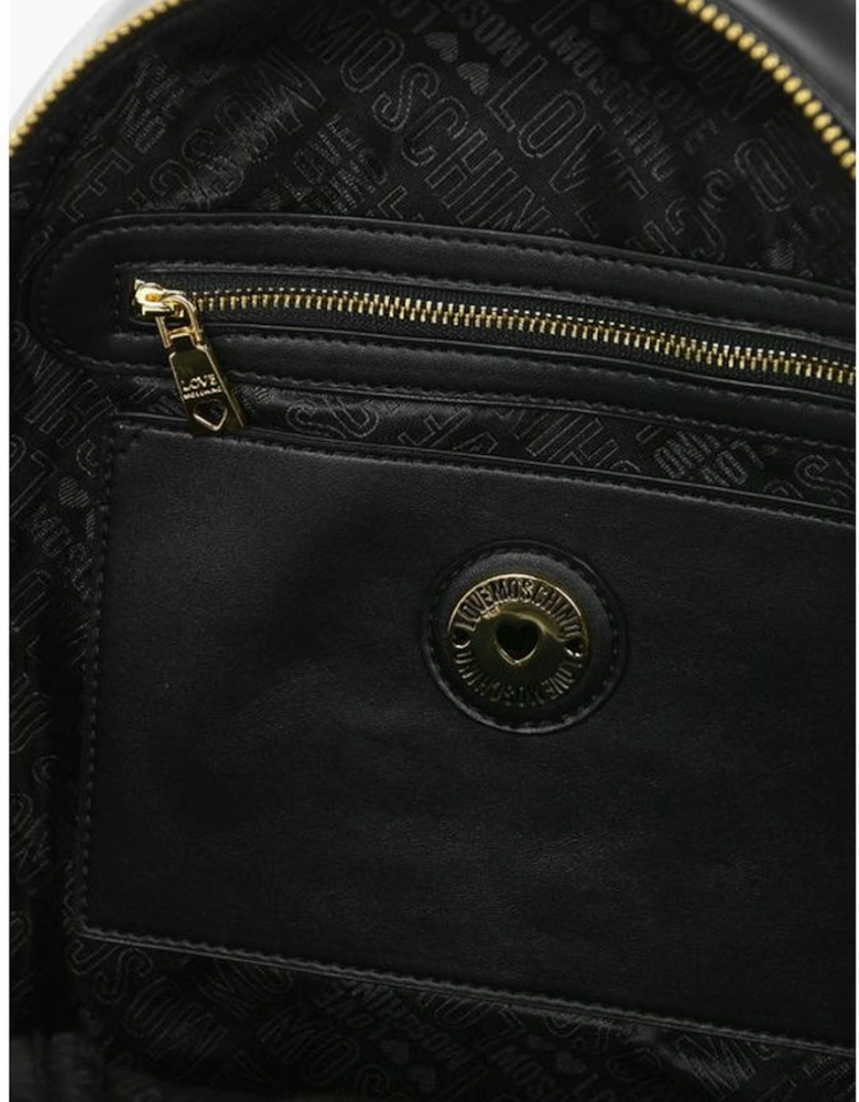 Adjustable Strap Logo Zip Closure Bag Women - Black Backpacks