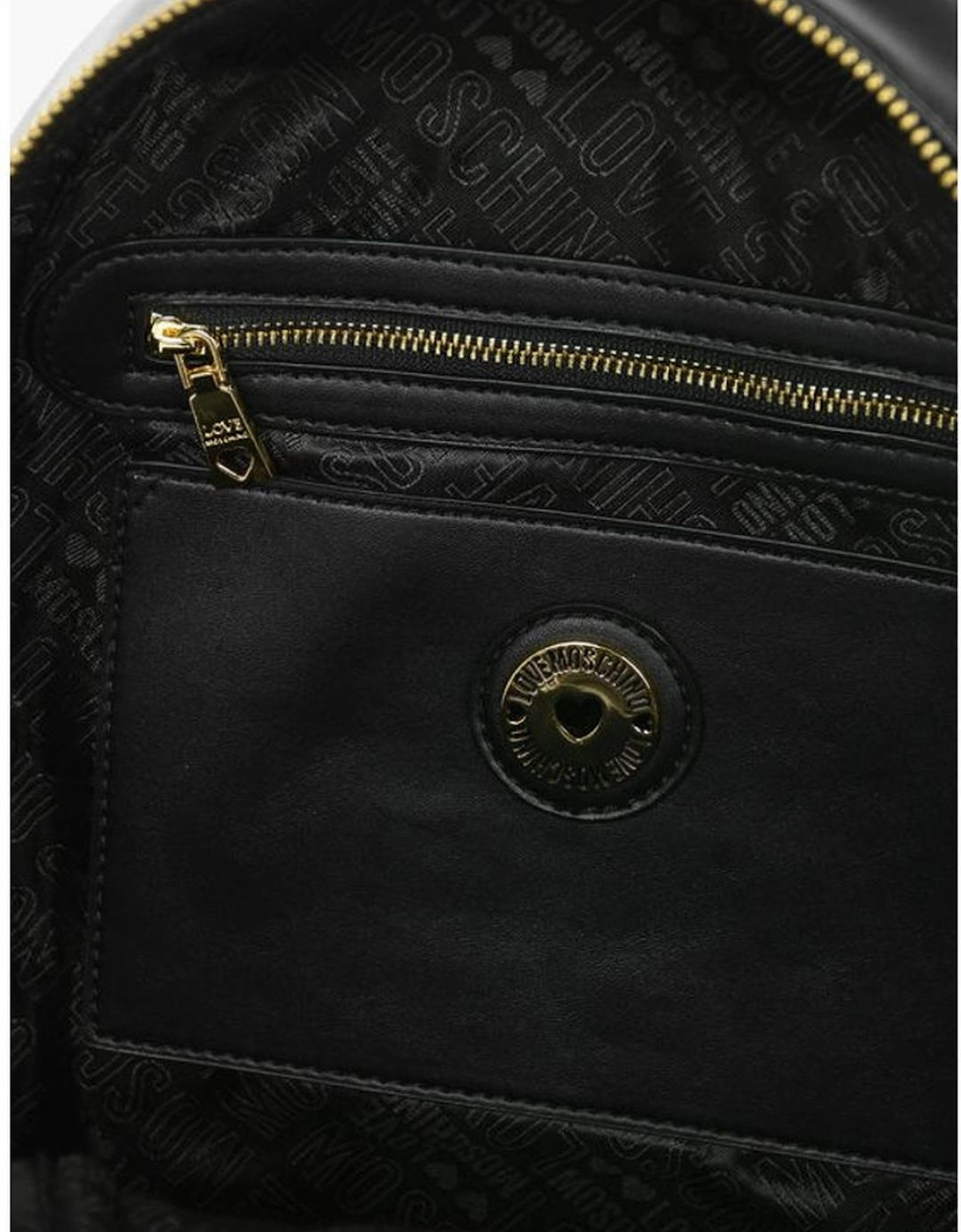 Adjustable Strap Logo Zip Closure Bag Women - Black Backpacks